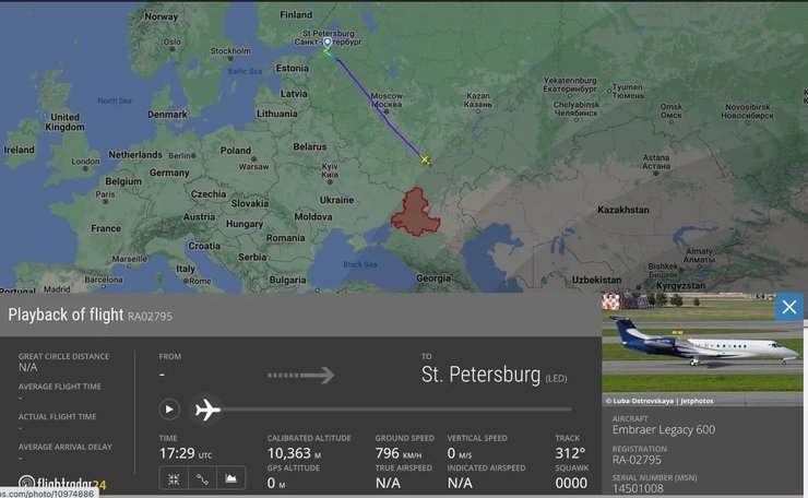 Пригожин, самолет