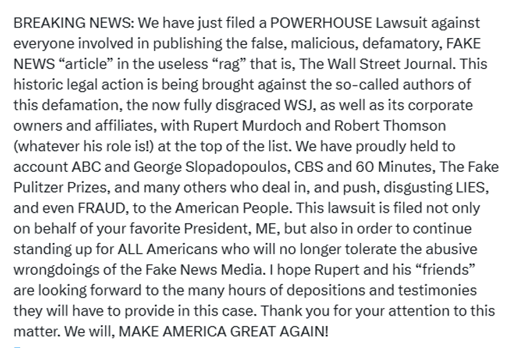 сообщение Трампа