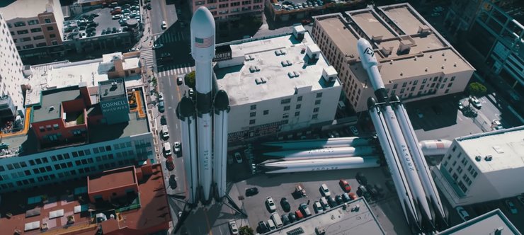 Falcon Heavy, ракета, город, масштаб, визуализация