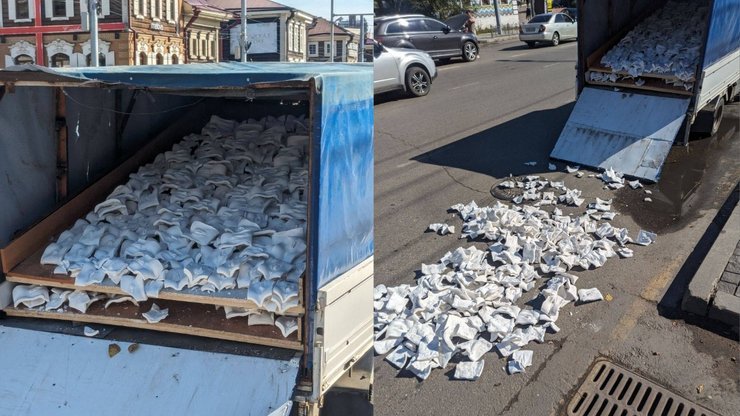 Необычная авария в России, ДТП, авария, гипсовые слепки, половые органы, грузовик, хрупкий груз, необычный груз