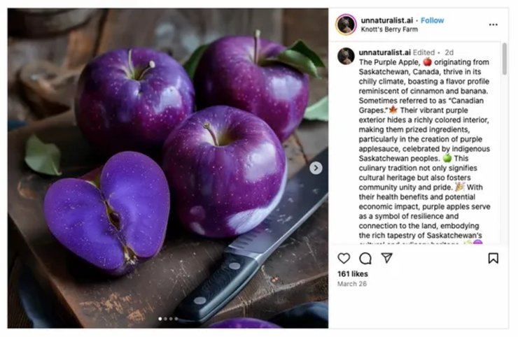 Фиолетовые яблоки, необычный фрукт, яблоки из Канады, соцсети, ИИ, фейк, фиолетовый фрукт, другая окраска, ярко-фиолетовые яблоки
