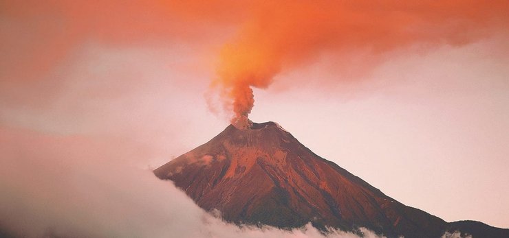 вулкан, дым, небо, фото