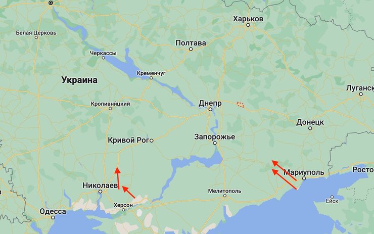 направление пуска иранских БПЛА, направление запуска дронов