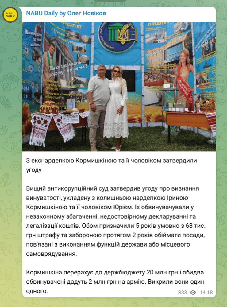 Ирина Кормышкина, приговор Ирине Кормышкиной, экс-нардеп, незаконное обогащение, Юрий Кормышкин