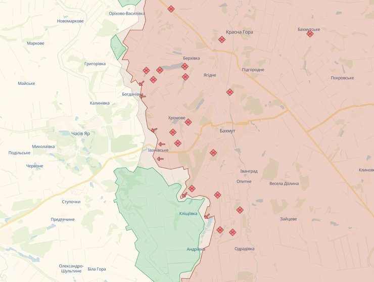 карта Бахмутський напрямок