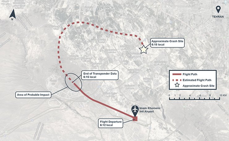 самолет МАУ, сбитие, Иран