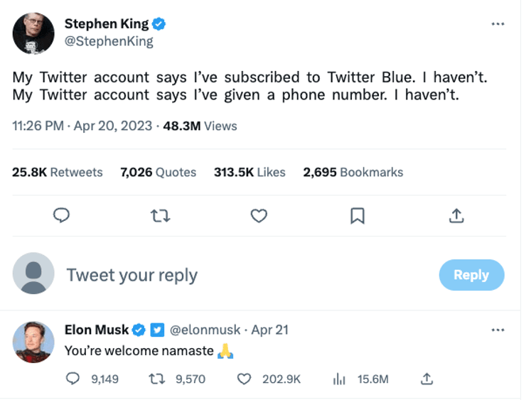 Стивен Кинг обнаружил, что у него есть платная подписка на твиттере