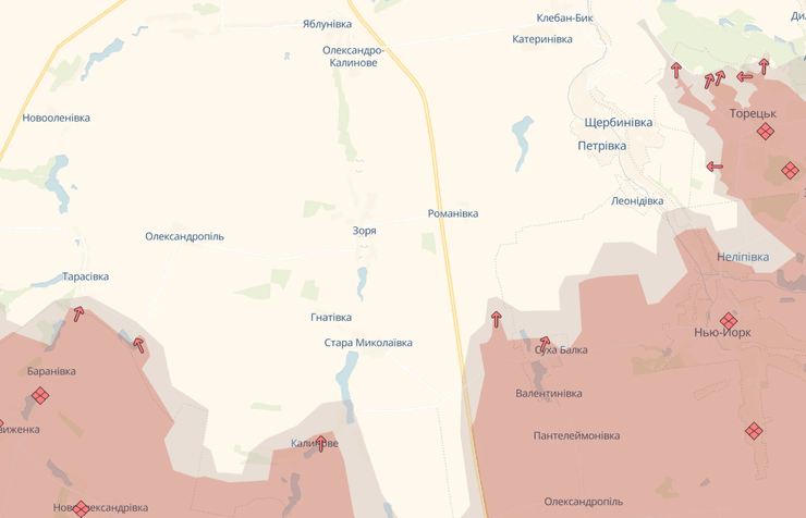 Торецький напрямок, ситуація на Донбасі, наступ ЗС РФ, просування ЗС РФ, мапа DeepState