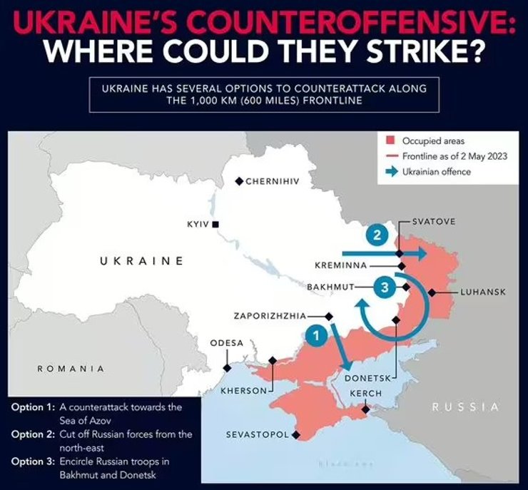 Варианты контрнаступления ВСУ. Источник: Express