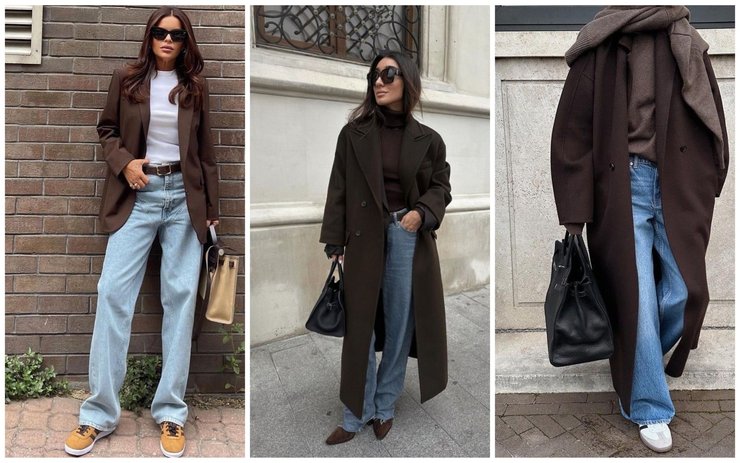 Цветовые комбинации в одежде на осень, Сочетание цветов — Шоколад и цвет денима