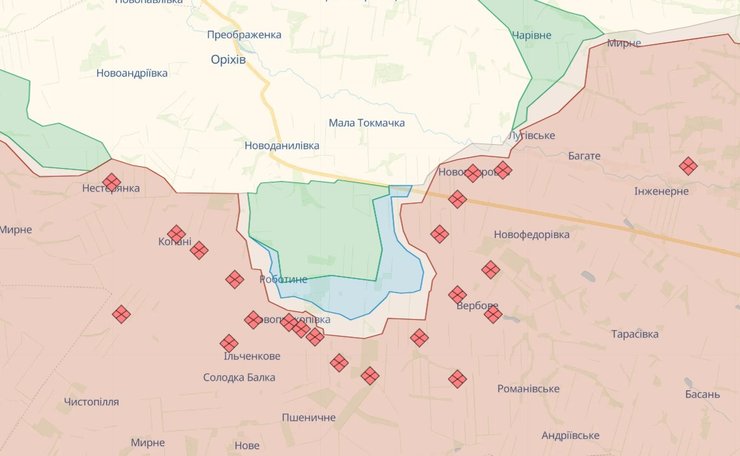 Мелитопольское направление, карта боевых действий