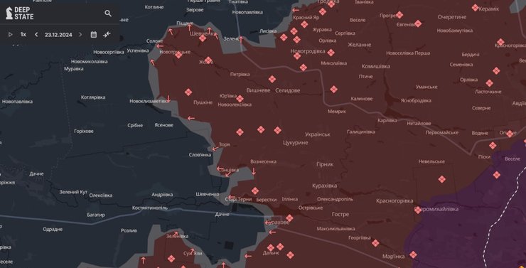 Карта боїв на Донеччині