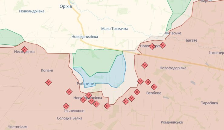 Карта бойових дій, Новоданилівка-Новопрокопівка
