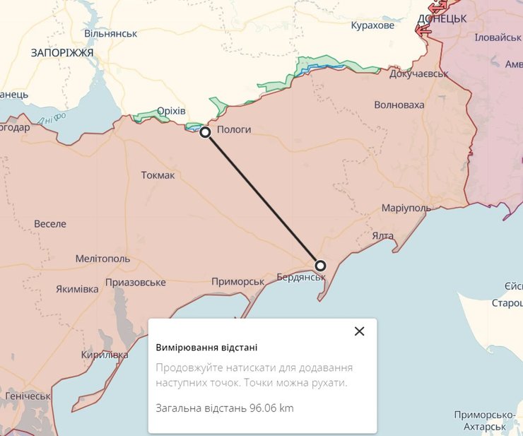 лінія фронту на Запоріжжі