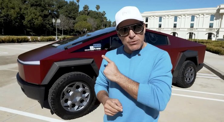 Tesla Cybertruck красная, Пикап Tesla Cybertruck, Tesla Cybertruck, новая Tesla Cybertruck