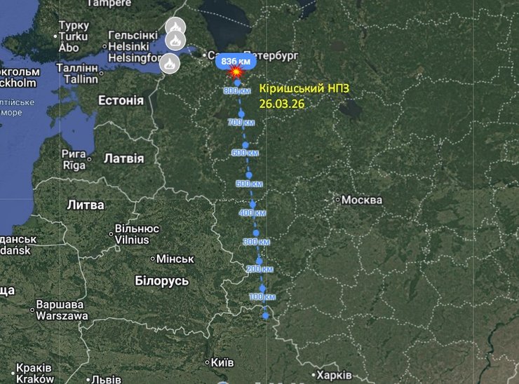 Карта з місцерозташуванням Кіриського НПЗ