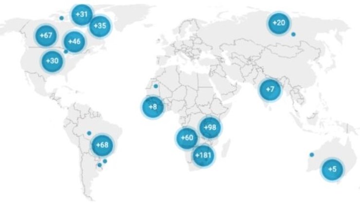 Кимберлитовые извержения за последние 200 миллионов лет