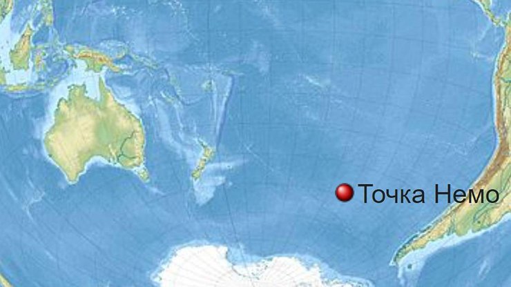 Точка Немо на карте мира