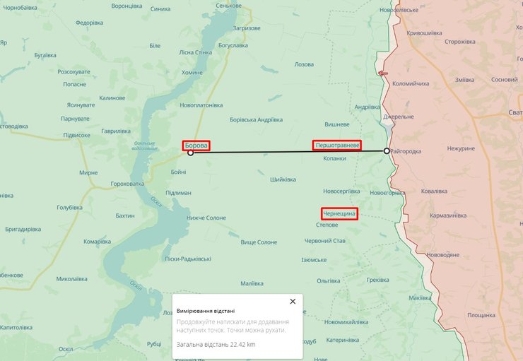 Наступ РФ, Борова, карта, фронт, 21 червня