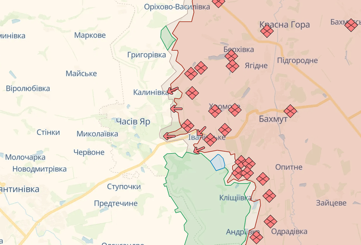 Ситуация возле Часового Яра, карта