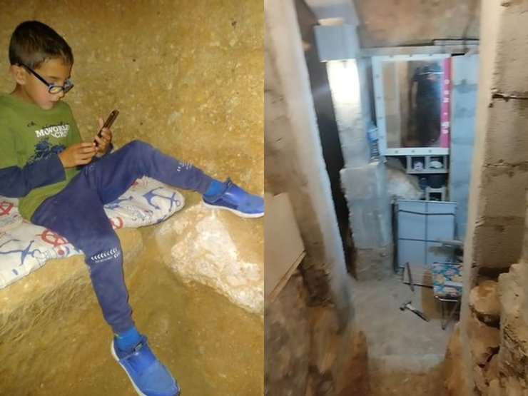 Печера, землянка, піч, дитина, хлопчик,