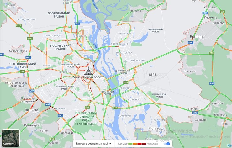 пробки, Киев, карта