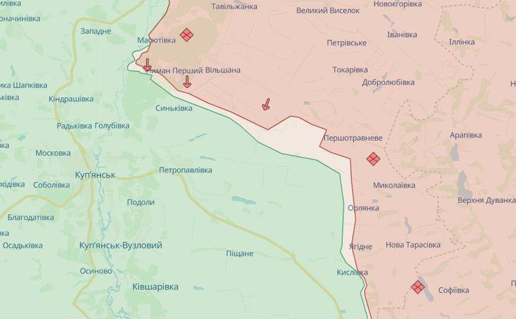Карта боевых действий, бои, карта, Купянское направление