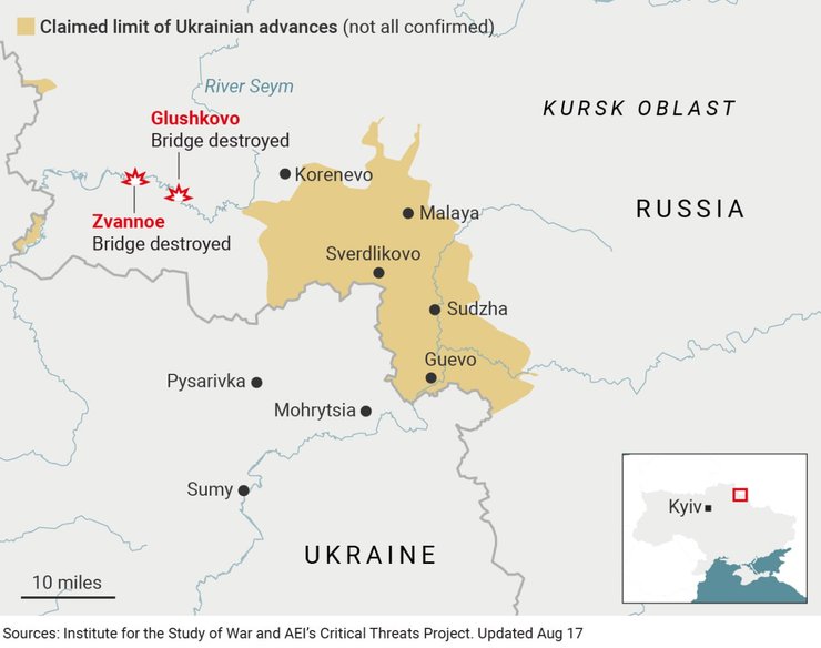 Мапа бойових дій Курська область
