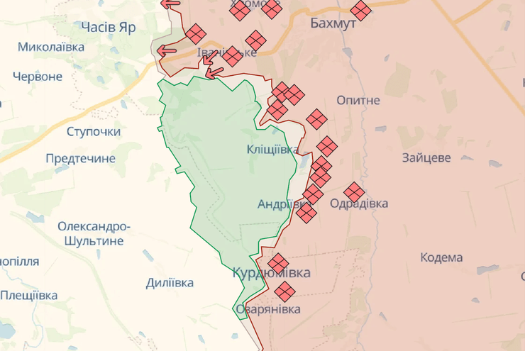 Карта боевых действий в Клещеевке