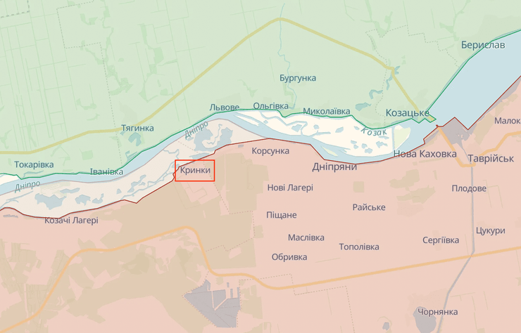 Кринки, карта наступ, карта війни в Україні онлайн, DeepState, карта бойових дій