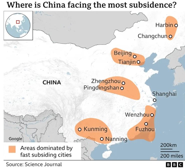 китай города затопление карта