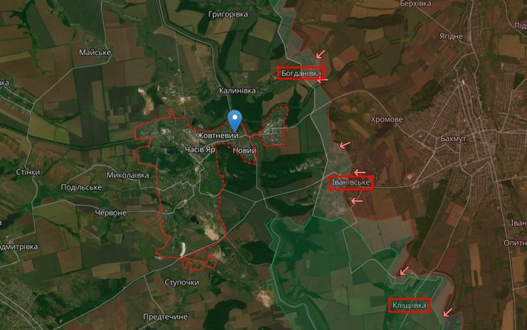 Іванівське, Часів Яр, карта, 5 березня