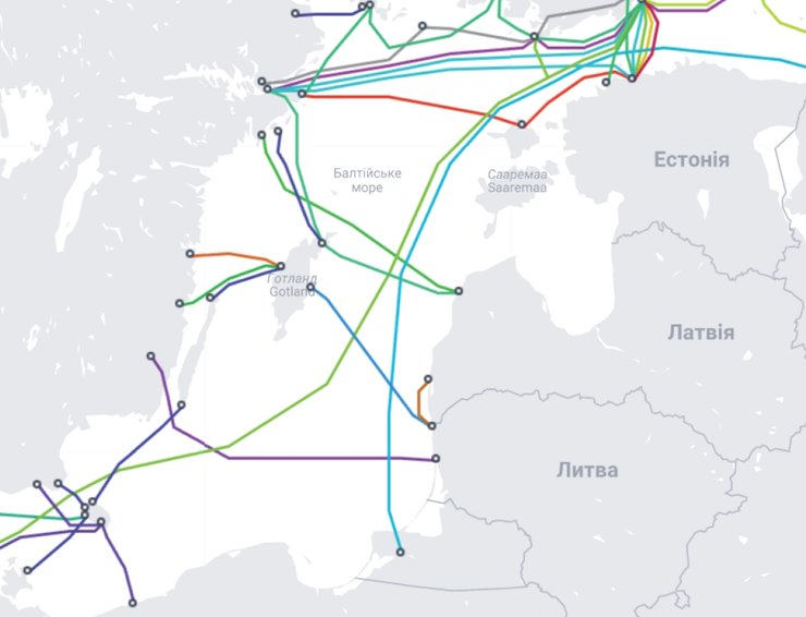 кабель, інтернет-кабель, Балтійське море, карта