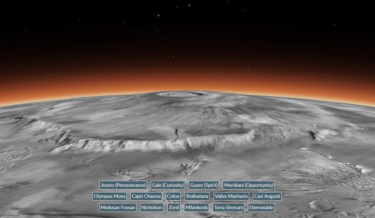гора Олимп, Марс, самая высокая гора Солнечная система, вулкан