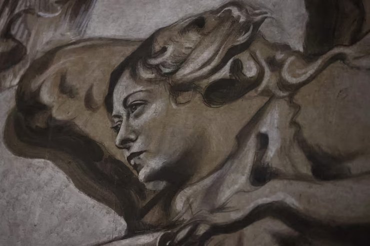 Зображення прем'єр-міністра Італії Джорджії Мелоні на фресці з ангелом