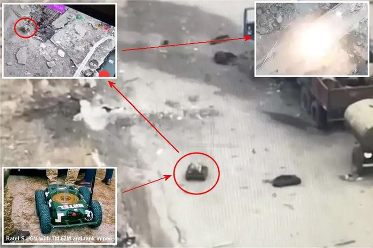 Робот дрон Ratel S с противотанковой миной