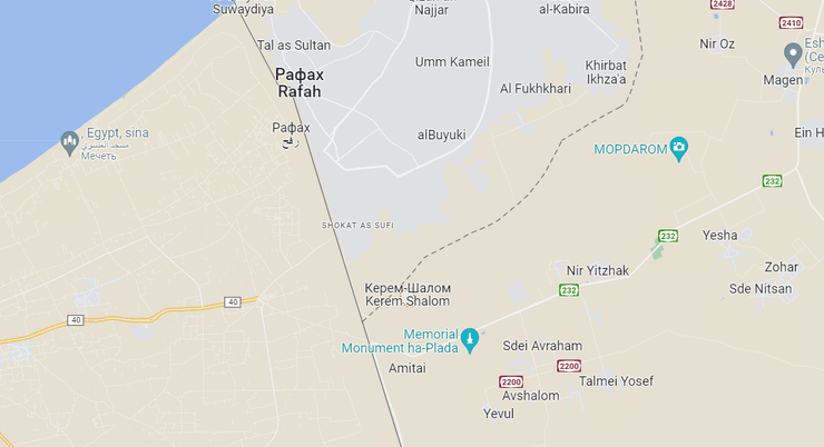 "Керем-Шалом" находится у границы Израиля с Египтом и Сектором Газа