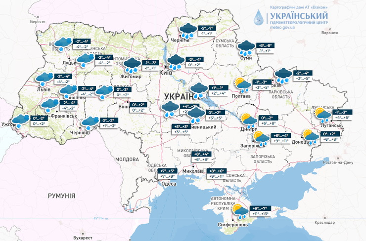 Украина, карта погоды