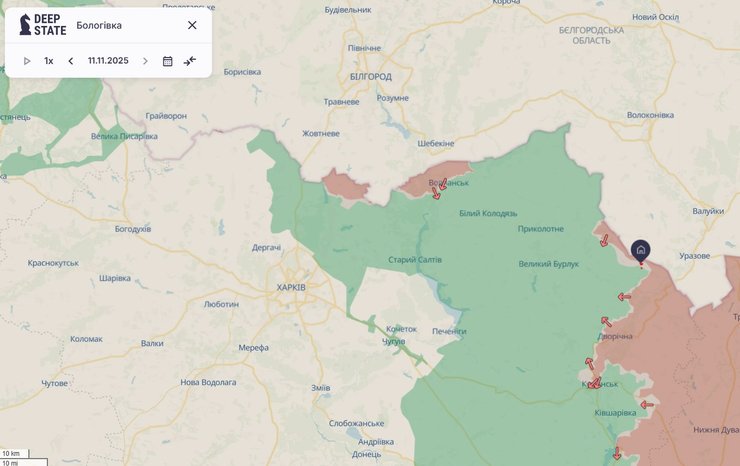 ситуация около Бологовки Харьковськоъ области 11 ноября Карта боев около Бологовки Харьковськоъ области 11 ноября