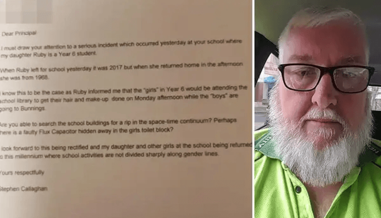 Австралиец Стивен Каллаган и его сатирическое письмо директору школы, где он написал, что его дочь "ушла в школу в 2017 году, а вернулась из 1968-го"