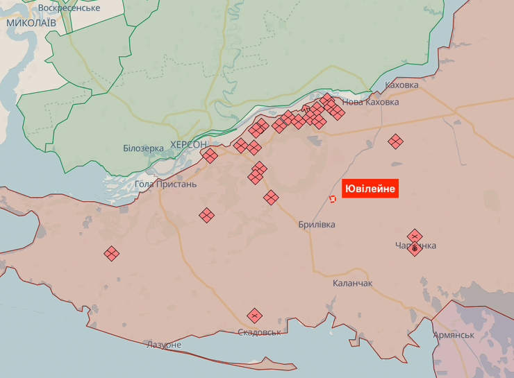 Херсонська область, карта Херсонської області, Ювілейне Херсонська область, Ювілейне, село Ювілейне