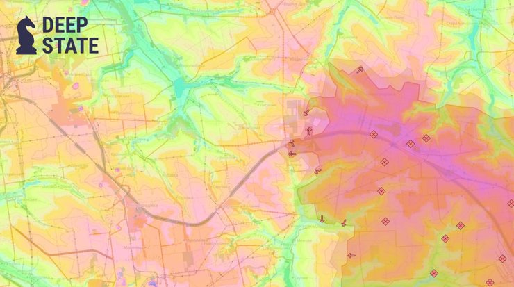 Карта боев за село Прогресс от DeepState