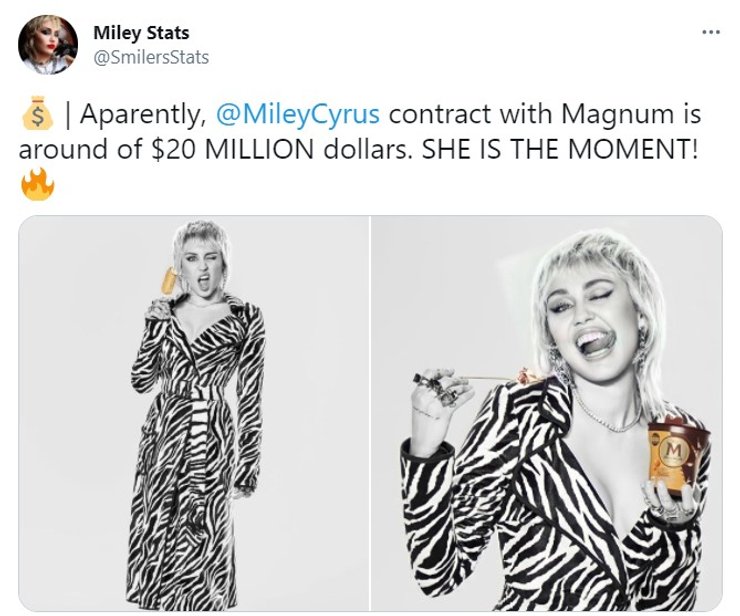 Майли Сайрус, мороженое, реклама