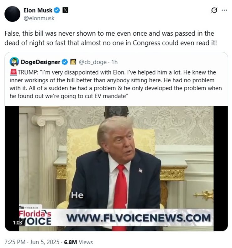Маск обвинил Трампа во лжи