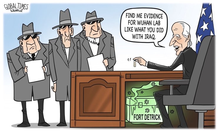 карикантура, байден, китай, коронавирус