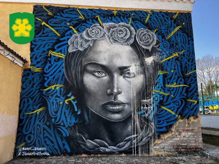 мурал, мурал Буча, повредили мурал, облили краской мурал, вандализм мурал, вандализм мурал