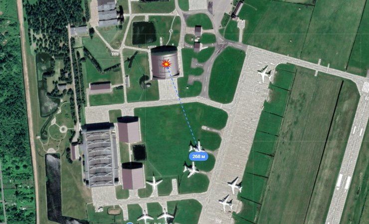 Карта з місцеперебуванням А-50 ЗС РФ на 123 АРЗ до удару 17 березня