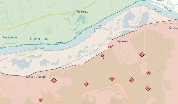 Карта бойових дій на лівому березі