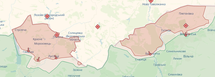 Карта боевых действий на Харьковщине
