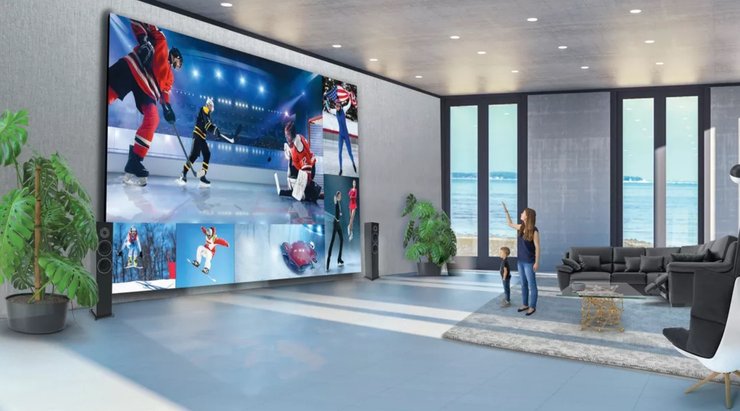 Телевизор LG DVLED на стене в комнате